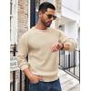 imageCOOFANDY Mens Crewneck Sweater Waffle Textured Pullover Sweaters Soft Midweight Knitted SweatersBeige