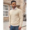 imageCOOFANDY Mens Crewneck Sweater Waffle Textured Pullover Sweaters Soft Midweight Knitted SweatersBeige
