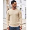 imageCOOFANDY Mens Crewneck Sweater Waffle Textured Pullover Sweaters Soft Midweight Knitted SweatersBeige