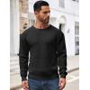 imageCOOFANDY Mens Crewneck Sweater Waffle Textured Pullover Sweaters Soft Midweight Knitted SweatersBlack