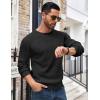 imageCOOFANDY Mens Crewneck Sweater Waffle Textured Pullover Sweaters Soft Midweight Knitted SweatersBlack