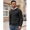 imageCOOFANDY Mens Crewneck Sweater Waffle Textured Pullover Sweaters Soft Midweight Knitted SweatersBlack