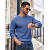 imageCOOFANDY Mens Crewneck Sweater Waffle Textured Pullover Sweaters Soft Midweight Knitted SweatersBlue