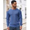imageCOOFANDY Mens Crewneck Sweater Waffle Textured Pullover Sweaters Soft Midweight Knitted SweatersBlue