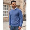 imageCOOFANDY Mens Crewneck Sweater Waffle Textured Pullover Sweaters Soft Midweight Knitted SweatersBlue
