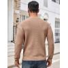 imageCOOFANDY Mens Crewneck Sweater Waffle Textured Pullover Sweaters Soft Midweight Knitted SweatersCamel