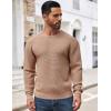 imageCOOFANDY Mens Crewneck Sweater Waffle Textured Pullover Sweaters Soft Midweight Knitted SweatersCamel