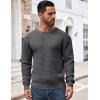 imageCOOFANDY Mens Crewneck Sweater Waffle Textured Pullover Sweaters Soft Midweight Knitted SweatersDark Grey