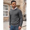 imageCOOFANDY Mens Crewneck Sweater Waffle Textured Pullover Sweaters Soft Midweight Knitted SweatersDark Grey