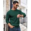 imageCOOFANDY Mens Crewneck Sweater Waffle Textured Pullover Sweaters Soft Midweight Knitted SweatersGreen