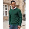 imageCOOFANDY Mens Crewneck Sweater Waffle Textured Pullover Sweaters Soft Midweight Knitted SweatersGreen