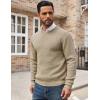imageCOOFANDY Mens Crewneck Sweater Waffle Textured Pullover Sweaters Soft Midweight Knitted SweatersKhaki