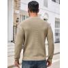 imageCOOFANDY Mens Crewneck Sweater Waffle Textured Pullover Sweaters Soft Midweight Knitted SweatersKhaki