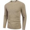 imageCOOFANDY Mens Crewneck Sweater Waffle Textured Pullover Sweaters Soft Midweight Knitted SweatersKhaki