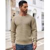 imageCOOFANDY Mens Crewneck Sweater Waffle Textured Pullover Sweaters Soft Midweight Knitted SweatersKhaki