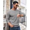 imageCOOFANDY Mens Crewneck Sweater Waffle Textured Pullover Sweaters Soft Midweight Knitted SweatersLight Grey