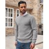 imageCOOFANDY Mens Crewneck Sweater Waffle Textured Pullover Sweaters Soft Midweight Knitted SweatersLight Grey