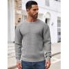 imageCOOFANDY Mens Crewneck Sweater Waffle Textured Pullover Sweaters Soft Midweight Knitted SweatersLight Grey