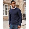 imageCOOFANDY Mens Crewneck Sweater Waffle Textured Pullover Sweaters Soft Midweight Knitted SweatersNavy Blue