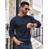 imageCOOFANDY Mens Crewneck Sweater Waffle Textured Pullover Sweaters Soft Midweight Knitted SweatersNavy Blue