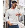 imageCOOFANDY Mens Crewneck Sweater Waffle Textured Pullover Sweaters Soft Midweight Knitted SweatersWhite