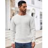 imageCOOFANDY Mens Crewneck Sweater Waffle Textured Pullover Sweaters Soft Midweight Knitted SweatersWhite
