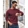 imageCOOFANDY Mens Crewneck Sweater Waffle Textured Pullover Sweaters Soft Midweight Knitted SweatersWine Red