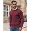 imageCOOFANDY Mens Crewneck Sweater Waffle Textured Pullover Sweaters Soft Midweight Knitted SweatersWine Red