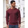 imageCOOFANDY Mens Crewneck Sweater Waffle Textured Pullover Sweaters Soft Midweight Knitted SweatersWine Red