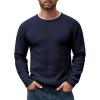 imageCOOFANDY Mens Crewneck Sweater Waffle Textured Pullover Sweaters Soft Midweight Knitted SweatersNavy Blue