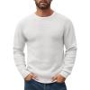 imageCOOFANDY Mens Crewneck Sweater Waffle Textured Pullover Sweaters Soft Midweight Knitted SweatersWhite