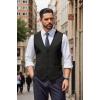 imageCOOFANDY Mens Herringbone Tweed Suit Vests Slim Fit Waistcoat Casual Business Dress VestBlack