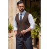 imageCOOFANDY Mens Herringbone Tweed Suit Vests Slim Fit Waistcoat Casual Business Dress VestBrown