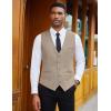 imageCOOFANDY Mens Herringbone Tweed Suit Vests Slim Fit Waistcoat Casual Business Dress VestKhaki