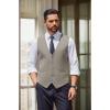 imageCOOFANDY Mens Herringbone Tweed Suit Vests Slim Fit Waistcoat Casual Business Dress VestTeal Grey