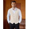 imageCOOFANDY Mens Linen Vest Casual Business Suit Vests Slim Fit Formal Dress WaistcoatBeige