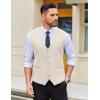 imageCOOFANDY Mens Linen Vest Casual Business Suit Vests Slim Fit Formal Dress WaistcoatBeige