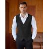 imageCOOFANDY Mens Linen Vest Casual Business Suit Vests Slim Fit Formal Dress WaistcoatBlack