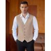 imageCOOFANDY Mens Linen Vest Casual Business Suit Vests Slim Fit Formal Dress WaistcoatKhaki