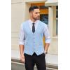 imageCOOFANDY Mens Linen Vest Casual Business Suit Vests Slim Fit Formal Dress WaistcoatLight Blue