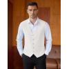 imageCOOFANDY Mens Linen Vest Casual Business Suit Vests Slim Fit Formal Dress WaistcoatWhite