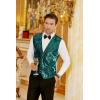imageCOOFANDY Mens Sequins Vest Slim Fit Christmas Party Vest Shiny Dress Waistcoat for Wedding 80s 90s PromEventsDark Green