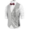 imageCOOFANDY Mens Sequins Vest Slim Fit Christmas Party Vest Shiny Dress Waistcoat for Wedding 80s 90s PromEventsSilver