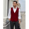imageCOOFANDY Mens Suit Vests Business Casual Vest Lightweight Formal Dress Vest Slim Fit Waistcoat For Suits TuxedoWine Red