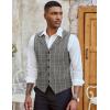 imageCOOFANDY Mens Suit Vests Slim Fit Waistcoat Notch Lapel Casual Formal VestCheckered  Gray