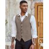 imageCOOFANDY Mens Suit Vests Slim Fit Waistcoat Notch Lapel Casual Formal VestKhaki