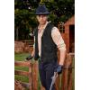 imageCOOFANDY Mens Western Cowboy Vest Casual Fringe Hippie Costume V Neck Zipper Suede Leather WaistcoatBlack