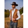 imageCOOFANDY Mens Western Cowboy Vest Casual Fringe Hippie Costume V Neck Zipper Suede Leather WaistcoatBrown