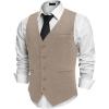 imageCOOFANDY Mens Herringbone Tweed Suit Vests Slim Fit Waistcoat Casual Business Dress VestKhaki