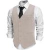 imageCOOFANDY Mens Herringbone Tweed Suit Vests Slim Fit Waistcoat Casual Business Dress VestLight Khaki